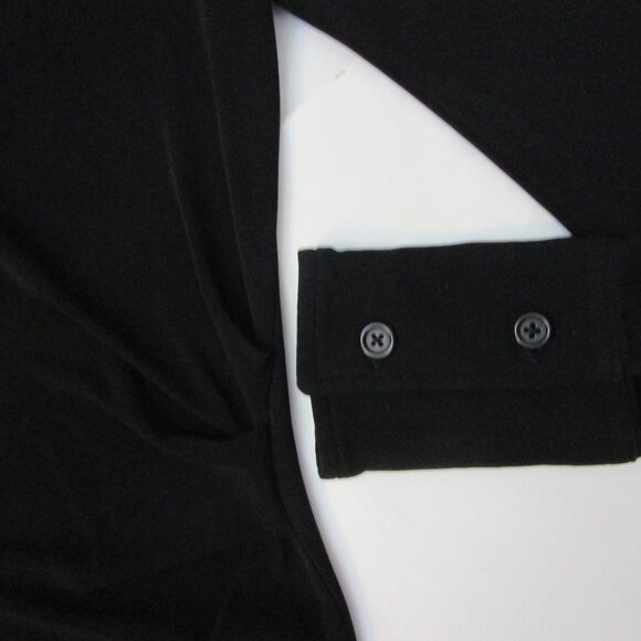 Button Down Long Dress Minimalist Black Viscose Knit - Picture 7 of 12